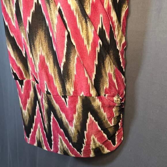 Y2K Mini Halter Dress Size L McBling Boho Groovy Ikat Print Purple Brown 2000s - Picture 6 of 10